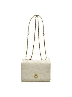 Chanel Shoulder Bag Quilted White Chain Gold Flap Lambskin